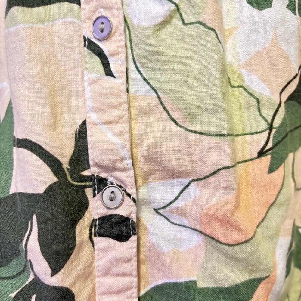 Nicole Miller Linen Blend Tropical Leaf Sleeveless Top Size Small - Picture 2 of 7